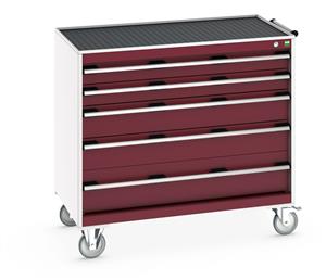 40402075.** cubio mobile cabinet with 5 drawers & top tray / mat. WxDxH: 1050x650x985mm. RAL 7035/5010 or selected
